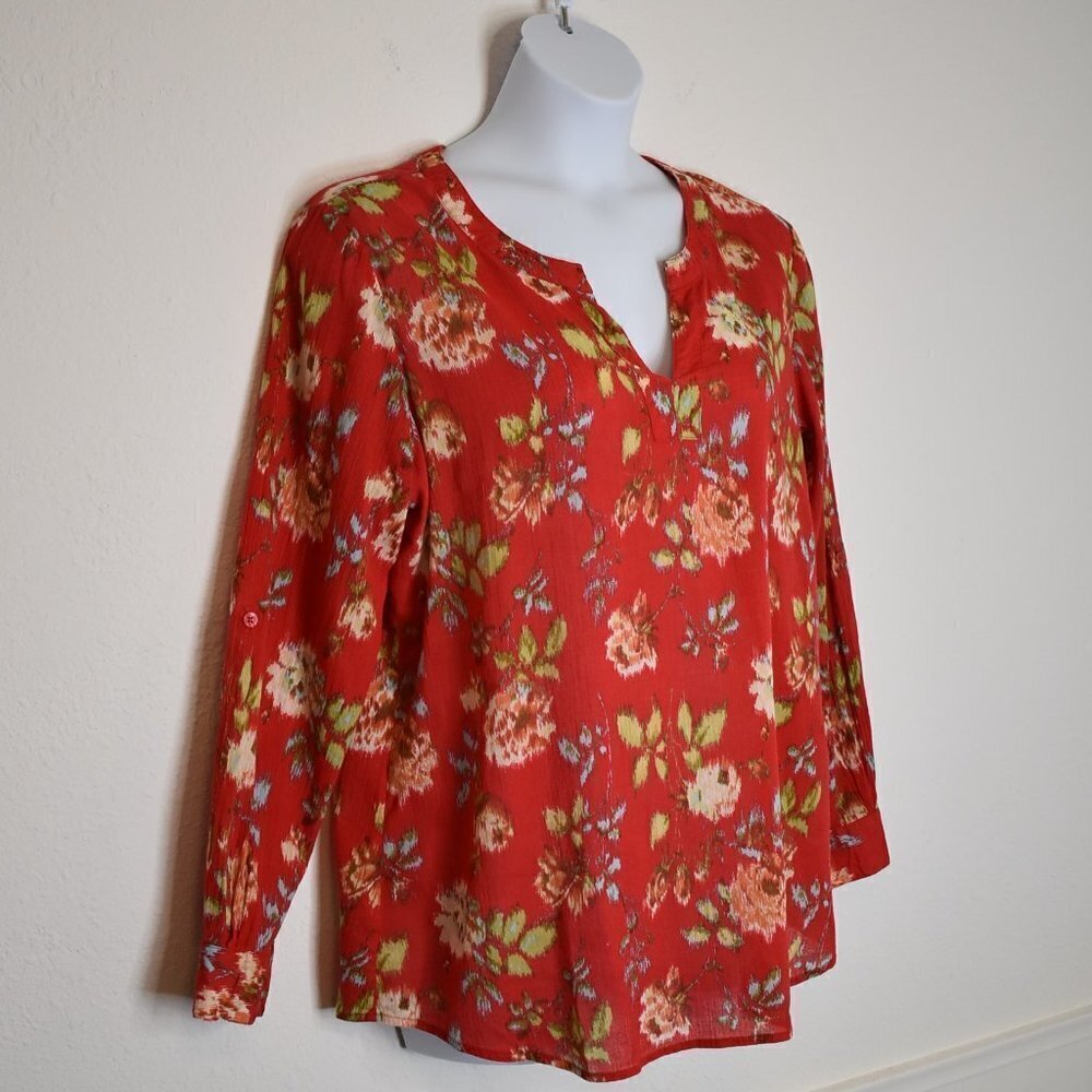 Pendleton Floral Blouse Sz XL 100% Cotton Peasant Cottagecore Whimsygoth - Picture 4 of 15